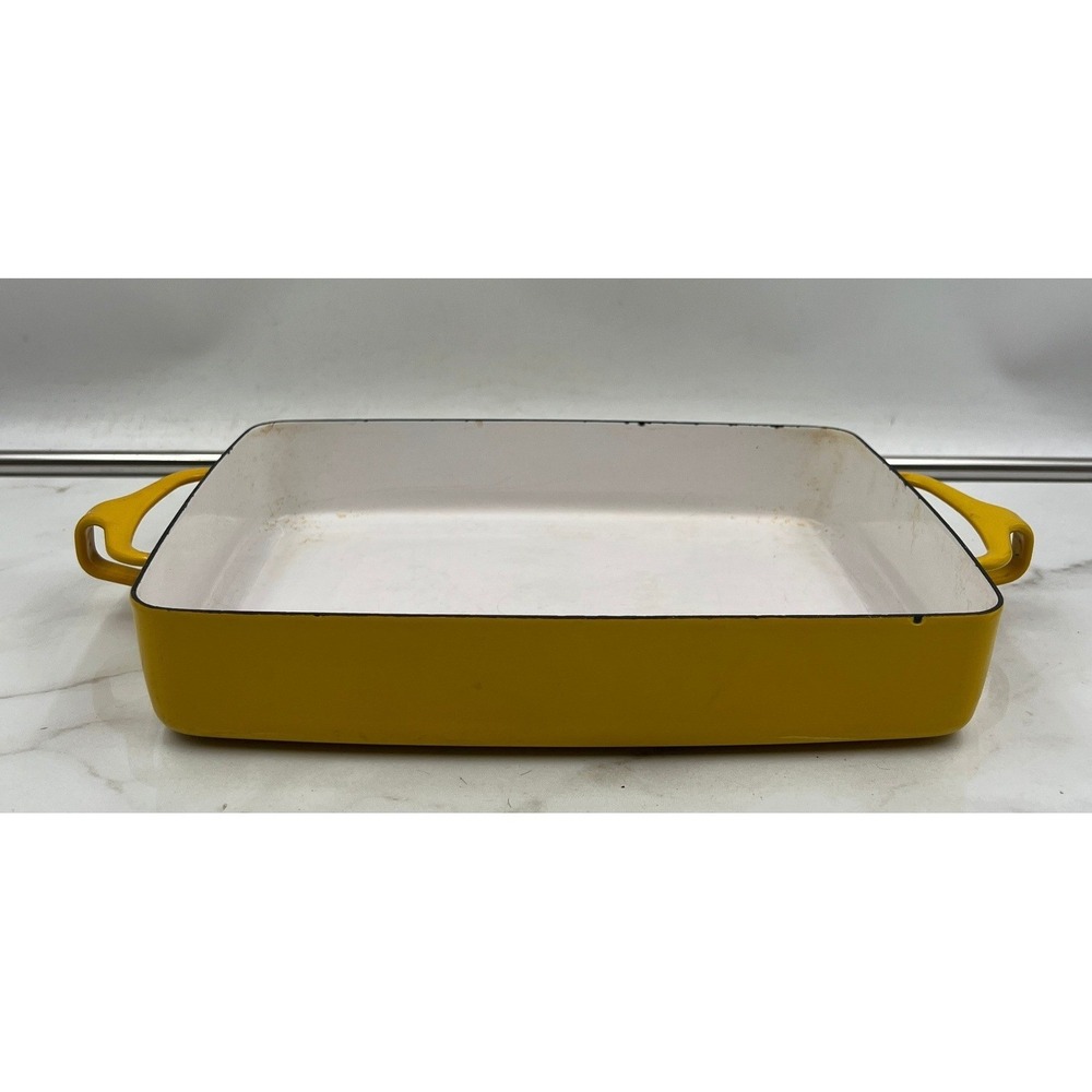 Vintage MCM Dansk Kobenstyle France Yellow Enamelware Baking Pan 11 inch